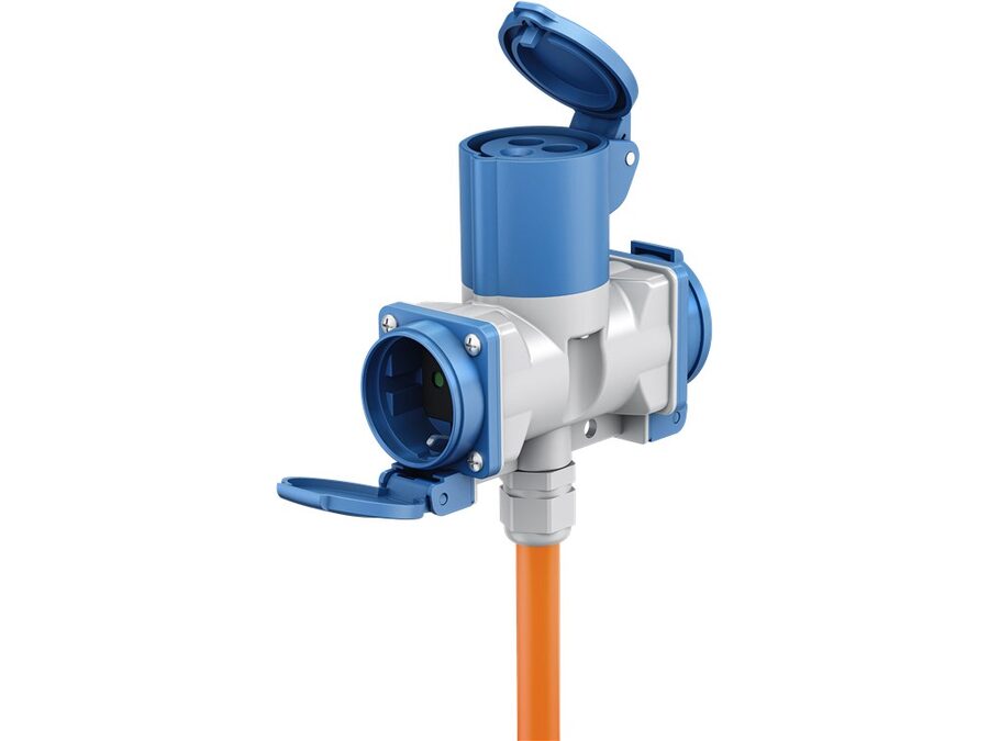 CEE adapterkabel - 3P han til 3P hun + 2 x Jord (5m)