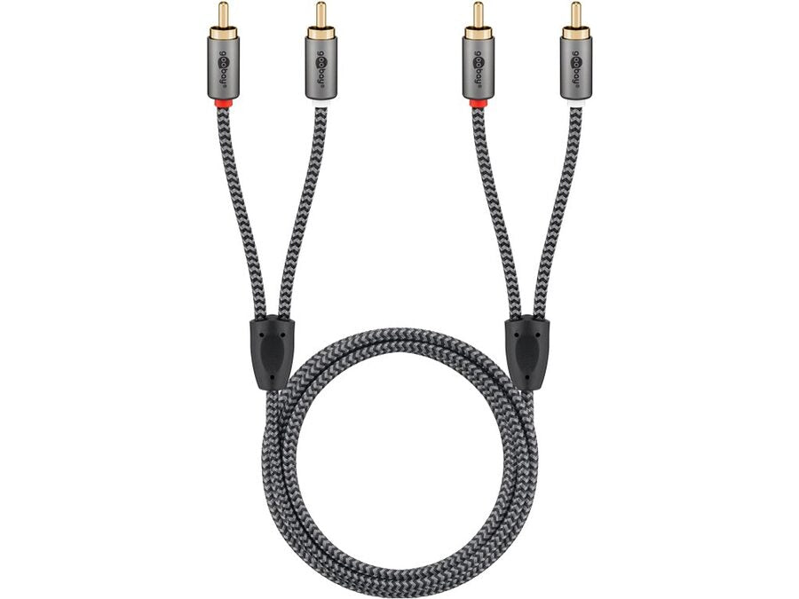 Stereo RCA(Phono) kabel, tekstilkappe (1m)