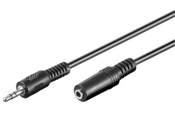 Hovedtelefonkabel - 3,5mm st.JACK han/hun, Uskærmet (5m)