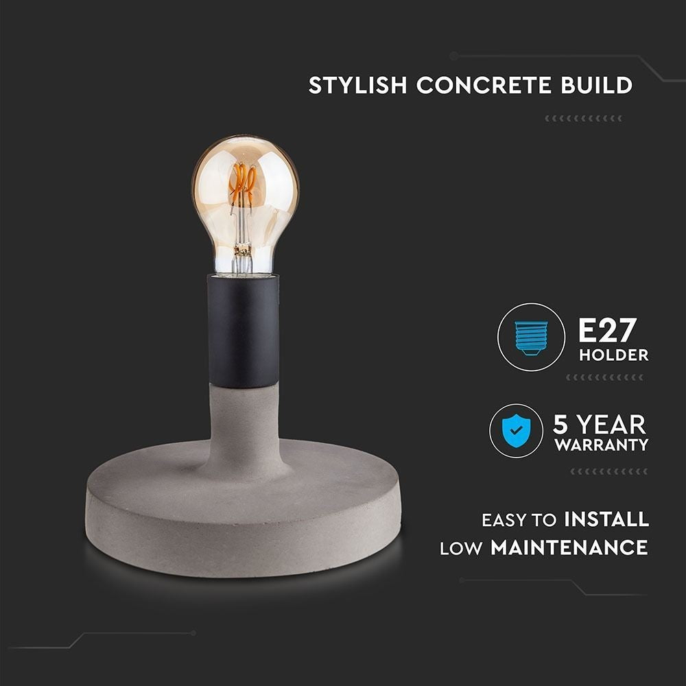 V-Tac Beton bordlampe - E27, Max 60W, Samsung LED chip, 5 års garanti