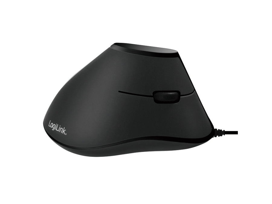 Mus - Ergonomisk, vertikal, 5-knapper, Sort