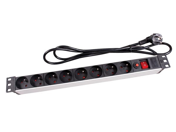 PDU stikdåse til 19" rack - 8 x Pin-jord, m. afbryder