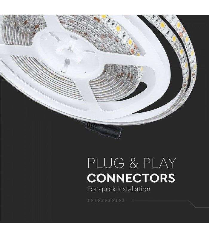 10,8W/m LED bånd 6000K, Hvid, 5 meter, 12V