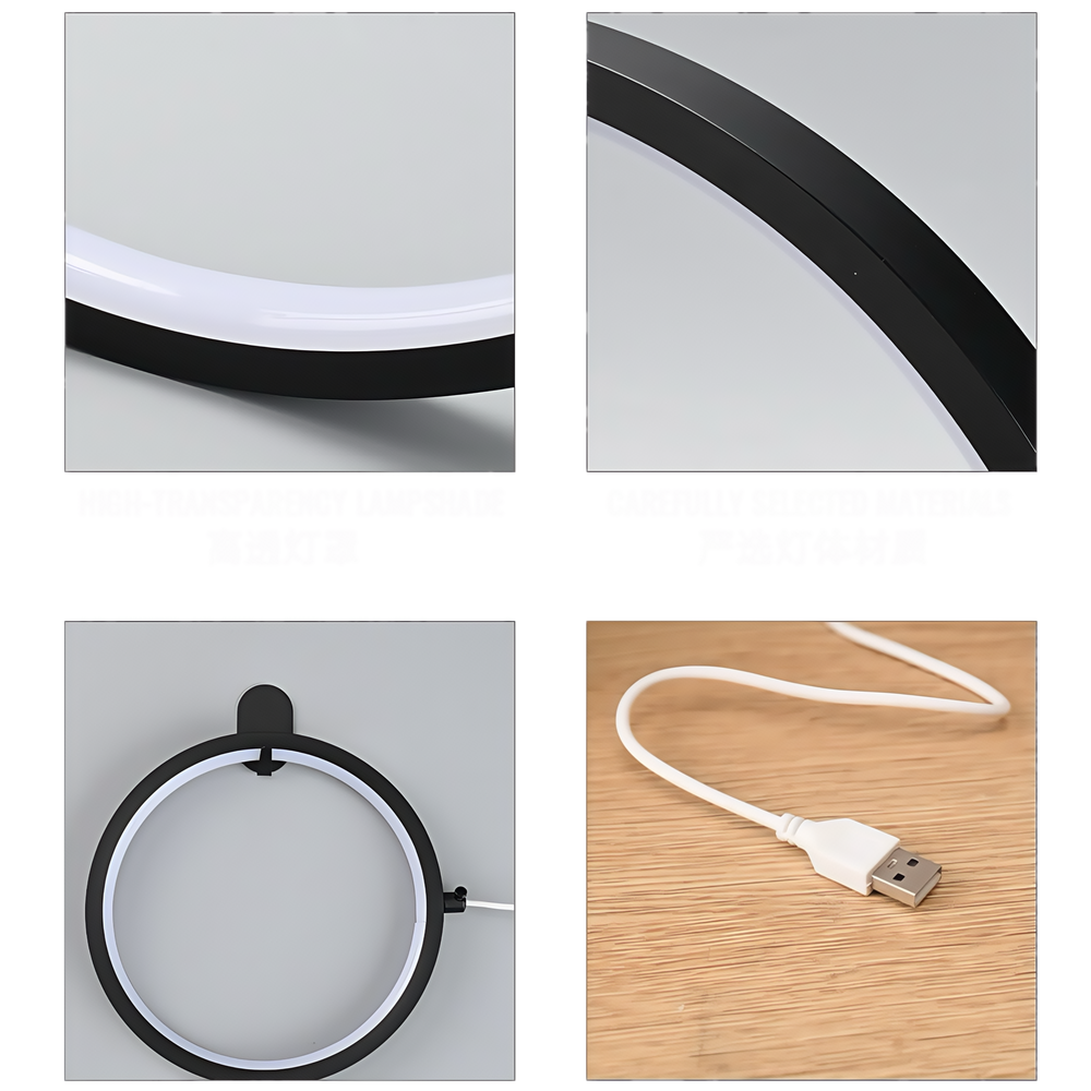 Slim Cirkel RGBIC lampe - Hvid, Ø30cm, Bluetooth, 5V USB, 15W - Smart belysning til enhver lejlighed - Inkluderer USB-kabel