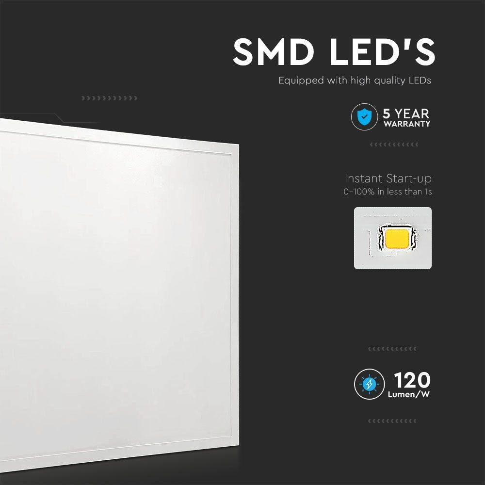 36W LED panel - 595x595mm, 6400K, 8 stk/pakke, 120 lm/watt, V-Tac Pro serie - 5 års garanti
