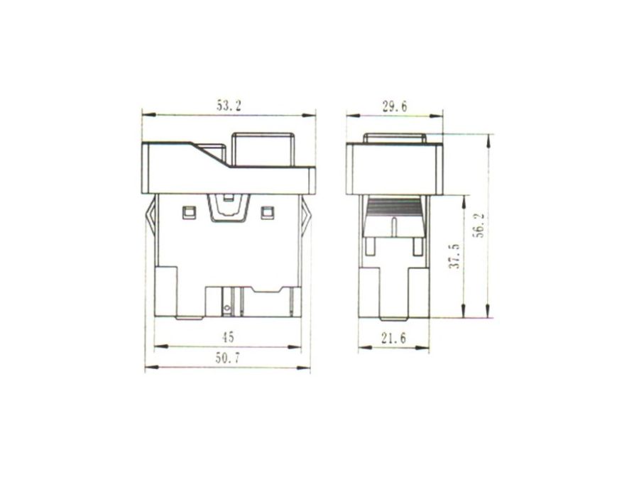 Start/stop kontakt - 240V 16A, Rød/grøn 0-I, 5-ben (IP55)