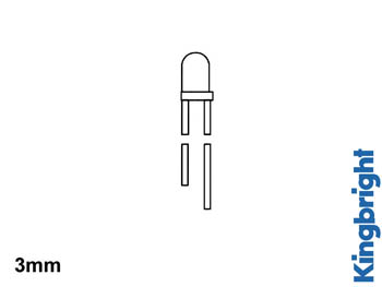 3mm LED - Gul transparant (20mcd 34°)