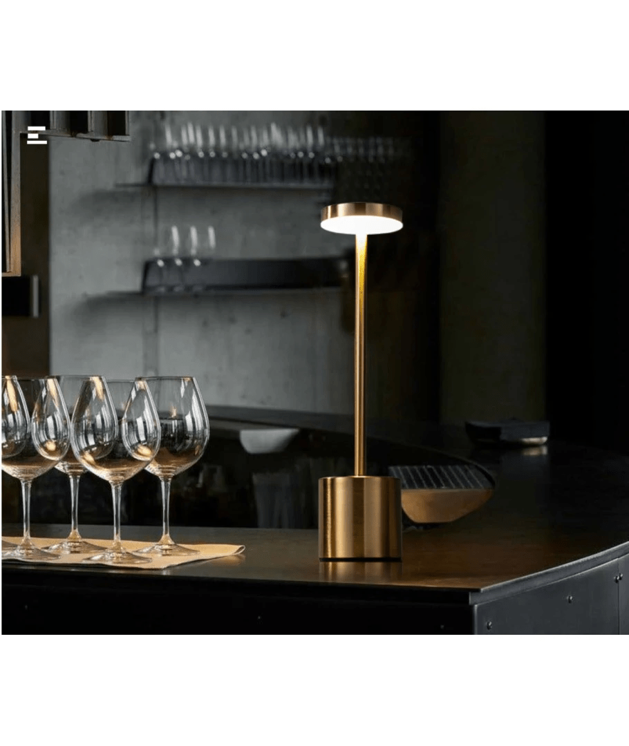 Opladelig LED bordlampe, Guld, touch dæmpbar