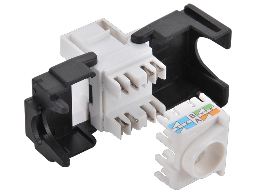 Keystone RJ45 fatning - CAT6 250MHz uskærmet, Hvid, Toolless