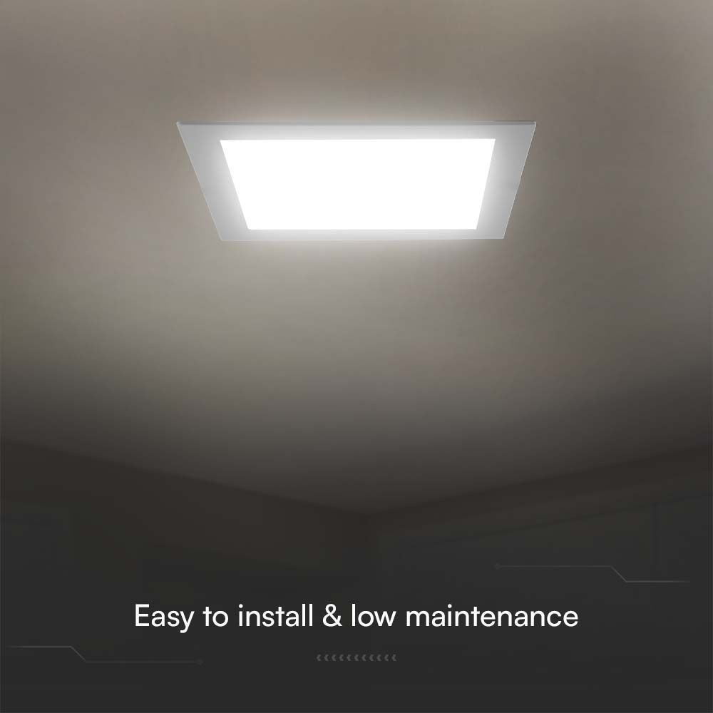 V-Tac 18W LED indbygningspanel - Hul: 20,5cm x20,5cm, Mål: 22cm x 22cm, 230V, 1980lm, RA80