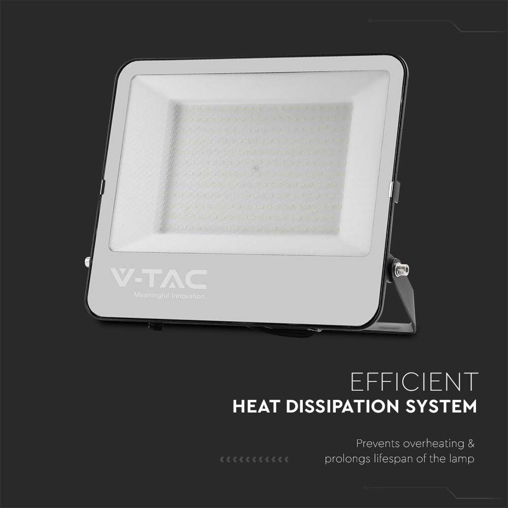 V-Tac 200W LED projektør - 185 lumen pr. watt, arbejdslampe, udendørs, vandtæt, højfarvegengivelse (RA70), 230V input