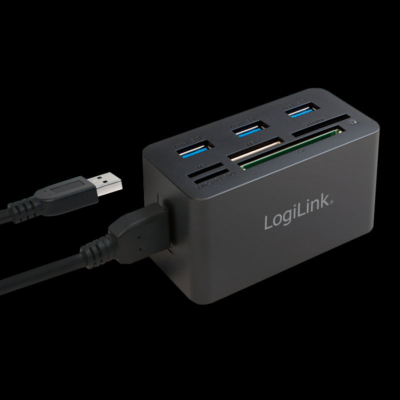 USB 3.0 hub med kortlæser - SD/microSD/M2/MS(Duo+Pro)/CF