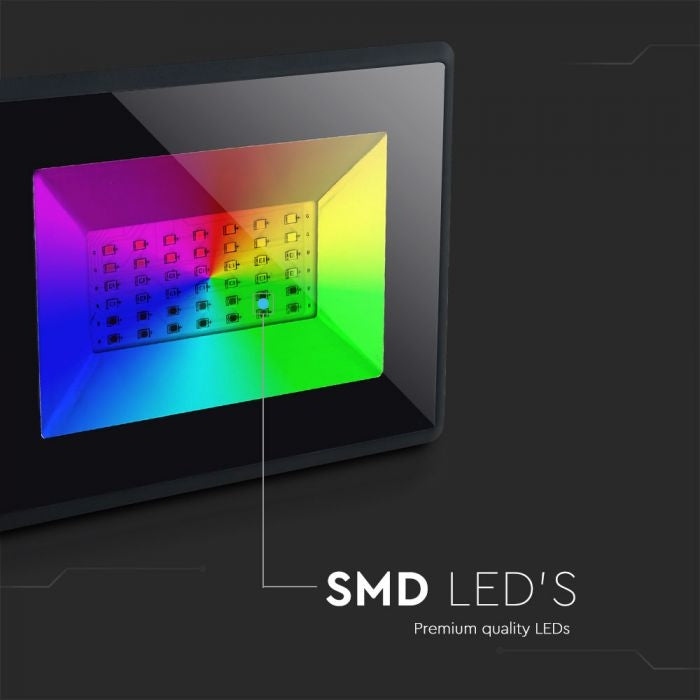 V-Tac 50W LED projektør RGB-Med RF fjernbetjening,udendørs