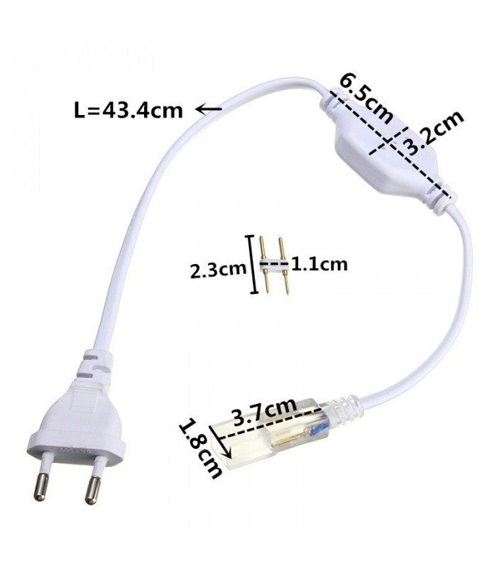 Stik til 230V LED strip (Type Q) - Inkl. endeprop, 230V