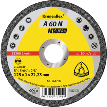 Klingspor skæreskive A 60 N Supra, til alumin., 125 x 1 mm, Lige