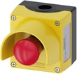 Trykknapkasse 22 mm rund top, gul med beskyttelseskrave 1 hul metal Ø40mm tryk 1NC basis montering t