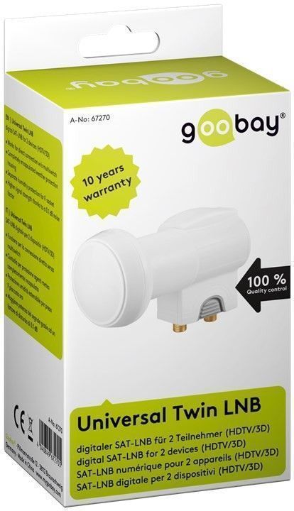 Universal parabol LNB - Twin, til 2 modtagere (0,1dB)