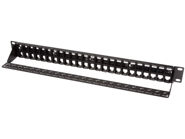 19" Patch panel - 1U, 48 x Keystone porte, Sort