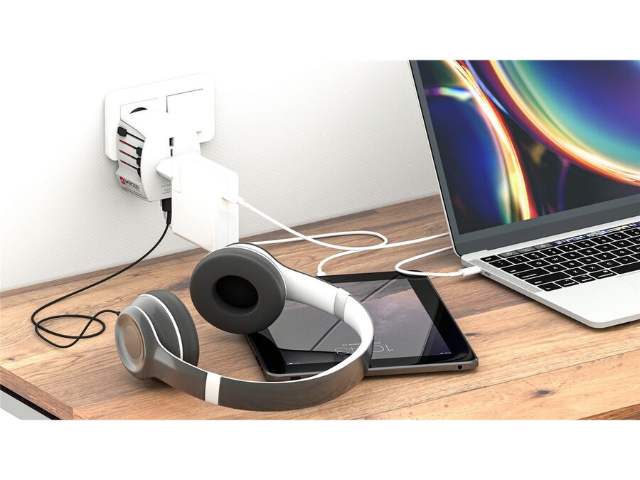 Rejseadapter MUV USB, Verden - 1xUSB-A, 1xUSB-C (3A)