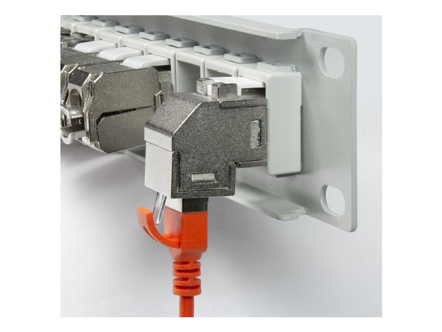 Keystone RJ45 mellemled - CAT6a skærmet, 2 x RJ45(8P8C), 90°