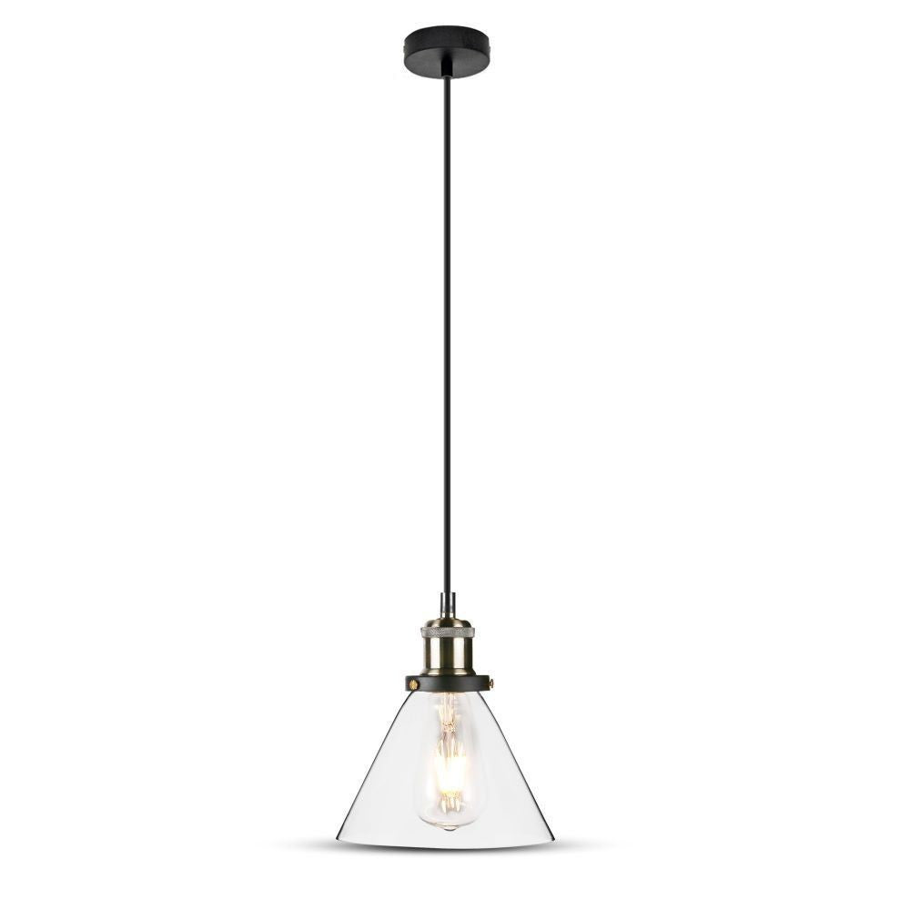 V-Tac Moderne Pendellampe - Gennemsigtig Glas, Ø18 cm, E27, Max. 60W