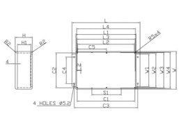 Aluminiumskabinet m. flanger, 222x146x55mm (IP66)