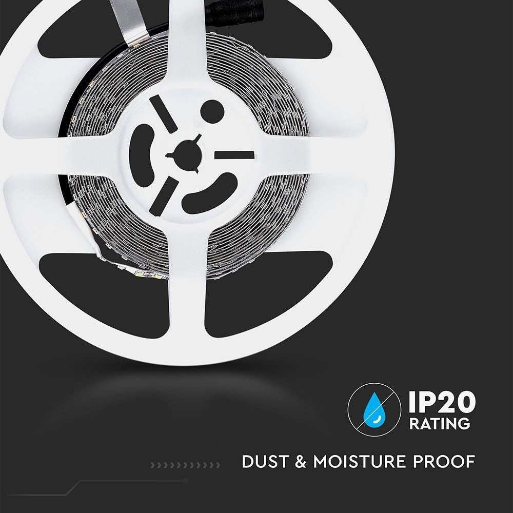 V-Tac 7,2W/m LED strip 8mm bred - 5m, 120 LED pr. meter (800lm/m, RA80)