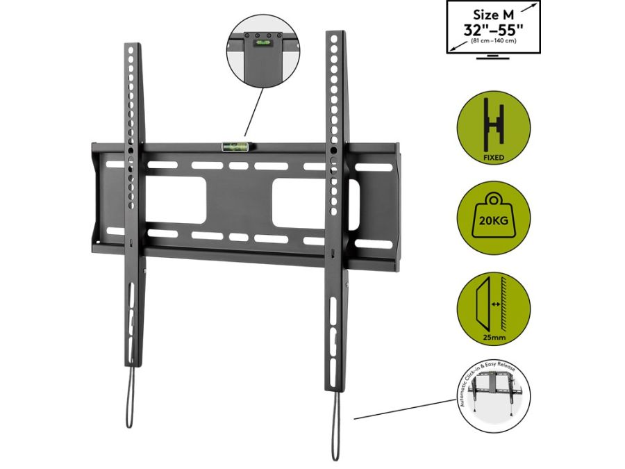 TV vægbeslag - 32-55" fast, 50kg, Vægafstand 25mm