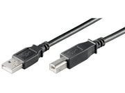 USB 2.0 kabel - A han til B han, Sort, LC (5m)