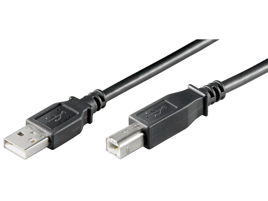 USB 2.0 kabel - A han til B han, Sort, LC (5m)