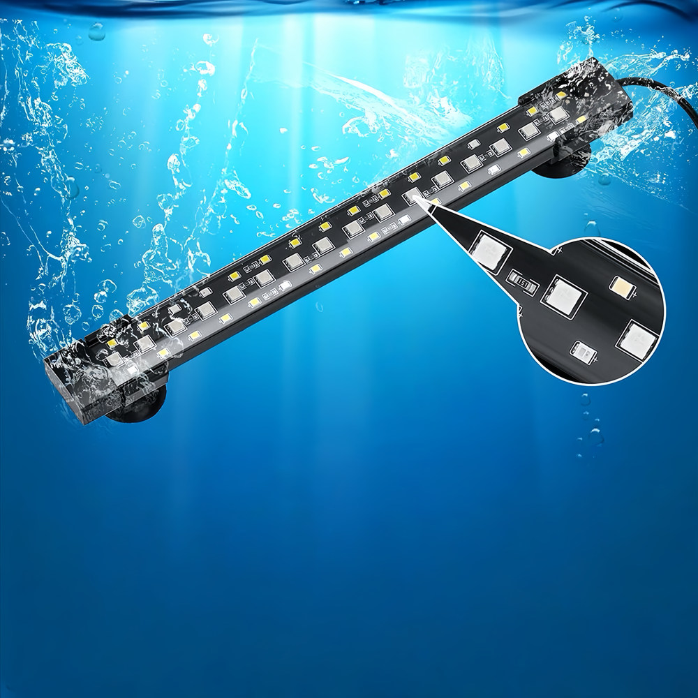 20 cm akvarie armatur med 8W LED-lys i RGB+NW og IP68 beskyttelse