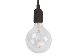 Stofledning m. E27 fatning og baldakin - Sort (1,4m)