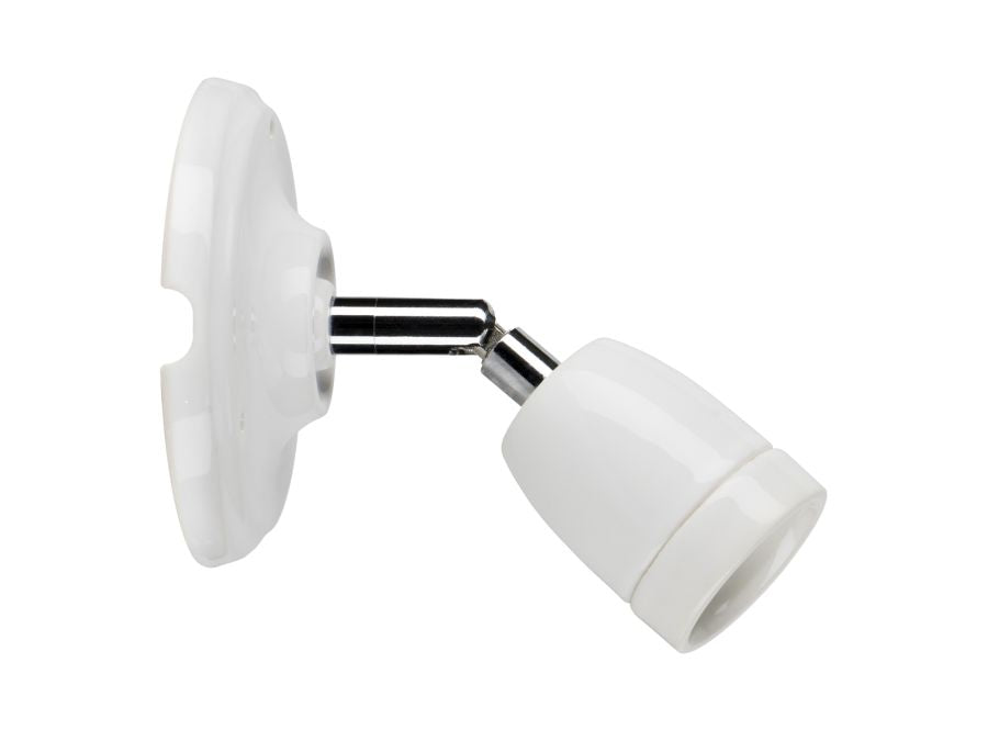 Loft/Væg fatning - E27, Justerbar, Porcelæn, Hvid