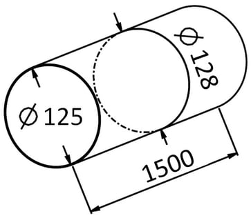 Rund Ø125 kanalrør L=1,5m PVC