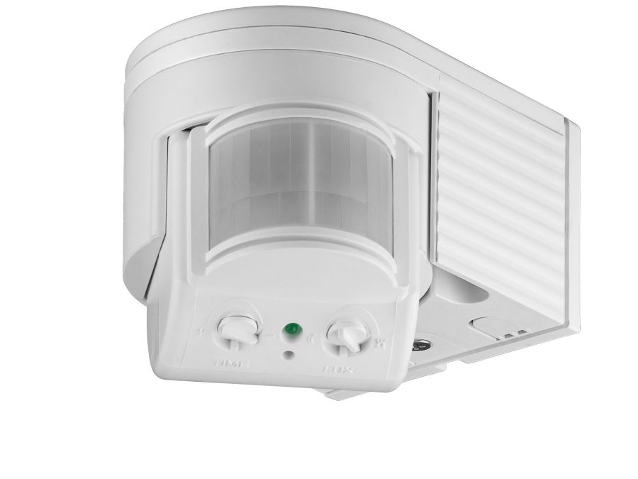 PIR bevægelsessensor - 230V/1200W 180° væg, LED ready, Hvid
