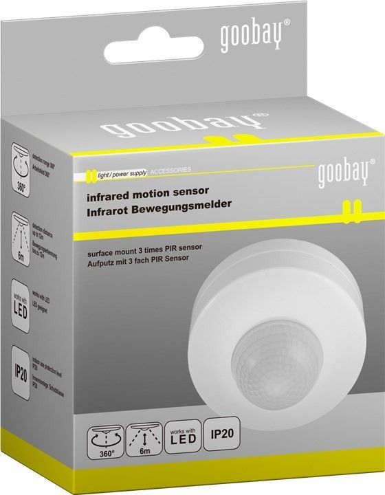 PIR bevægelsessensor - 230V/1200W 360° loft, LED ready, Hvid