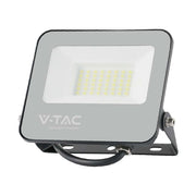 30W LED projektør med sort hus og gråt glas, 4000K, 4800lm, RA70 - V-Tac Pro serie med 5 års garanti