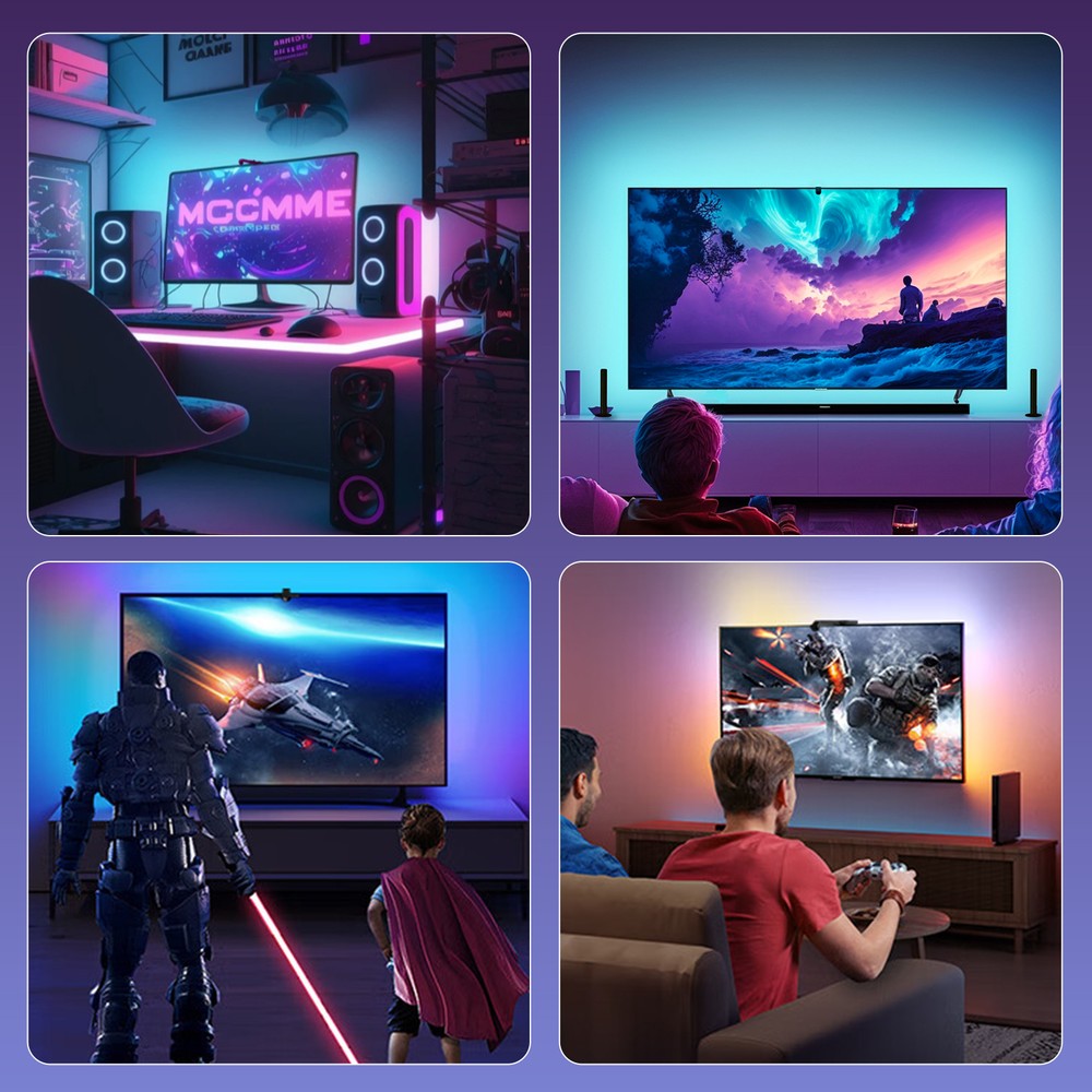 5m TV LED strip med TV-kamera - passer til 70-85' TV, 18W, 30 LED/m