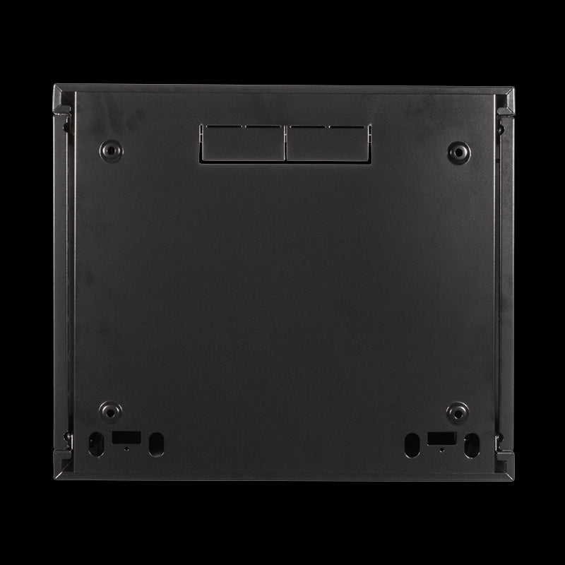 19" væg-rackskab - 6U, 450mm dyb, m. glaslåge, Sort