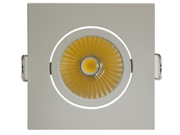 LED indbygningsspot - 230V / 6W kvadrat hvid kip, Varm Hvid