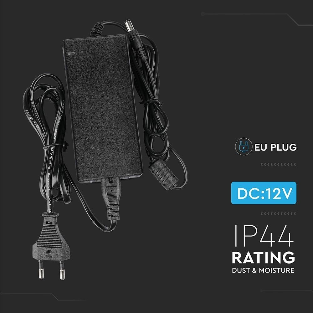 V-Tac 30W LED strip strømforsyning - 12V DC, 5A, IP44 til vådrum