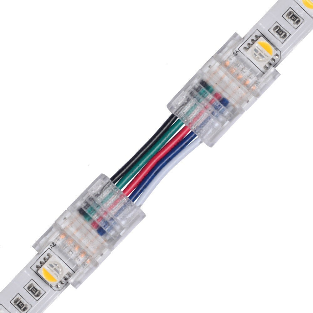 Slim samler med ledning til LED strip - 10mm, RGBW, IP20, 5V-24V