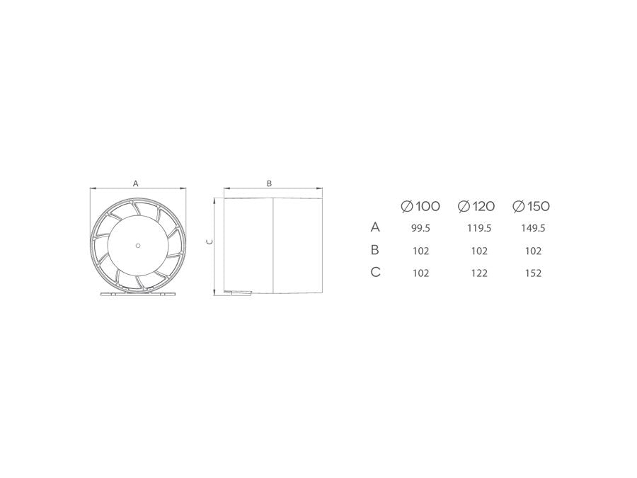 Kanalventilator - aRc Ø150 S, Standard, 20W, 257m3/h