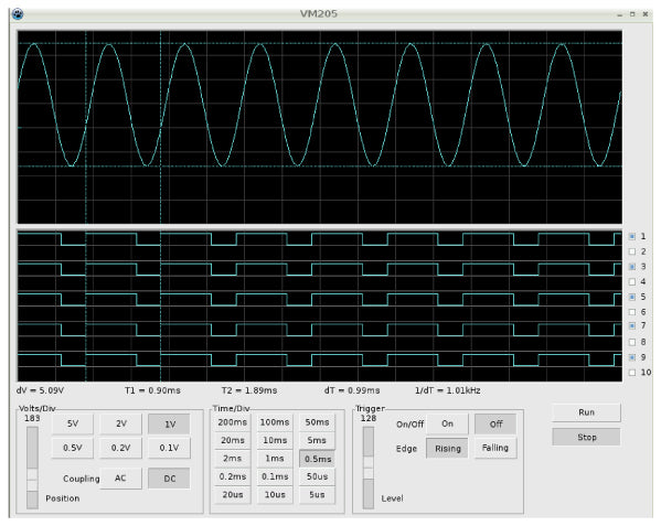 WPSH206 - Oscilloskop + logisk analyse shield t Raspberry Pi