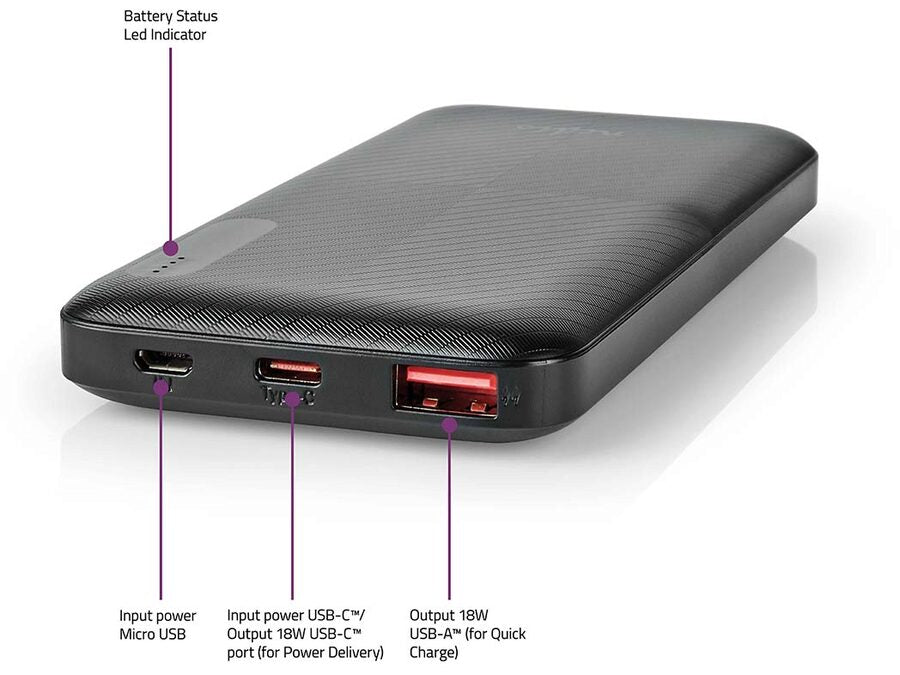 Powerbank, 10000mAh 1.5/2/3A, 2 udgange