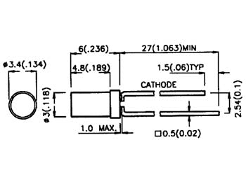 3mm LED - Flad top GUL diffus (8mcd 100°)