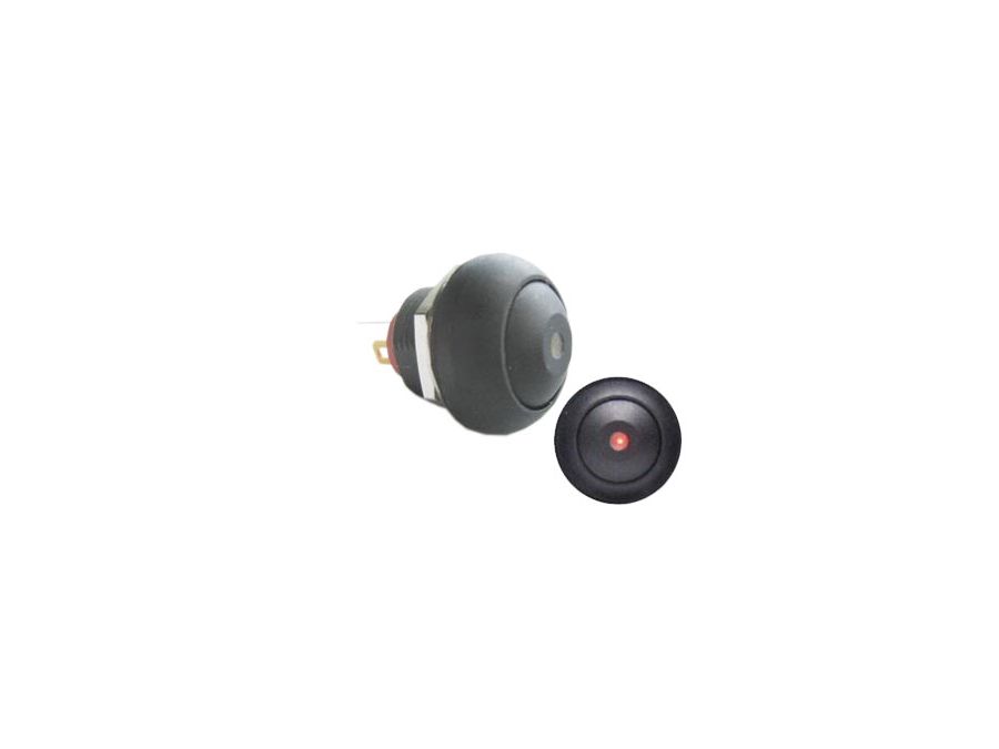 Mini trykkontakt - 1P OFF-(ON) m. RØD LED