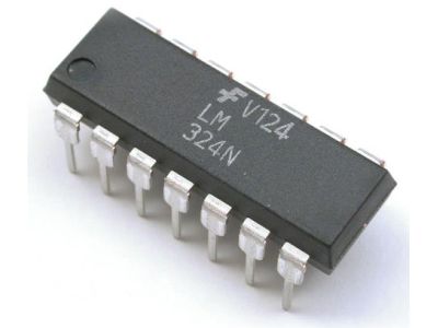 LM324 Operationsforstærker - 1,2MHz, 3-32V, 4 kan. (DIP14)