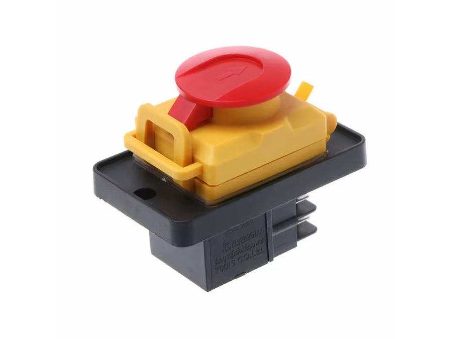 Start/stop kontakt m. kappe - 240V 10A, Rød/grøn 0-I, 4-ben