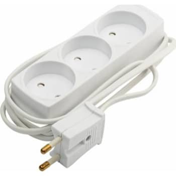 3-stikdåse u/jord hvid 1,5m 230V 10A